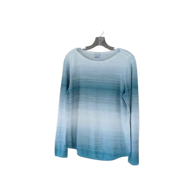 Chico's Sweaters - Chico's White & Green Ombre Boat Neck Sweater Medium